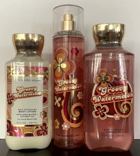 Bath & Body Works Set of 3 GROOVY WATERMELON Body Mist~Shower Gel~Lotion