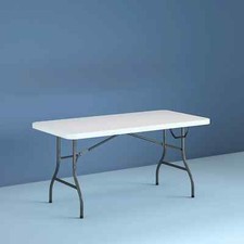 COSCO 6ft Premium Folding Table, Speckled White, New.