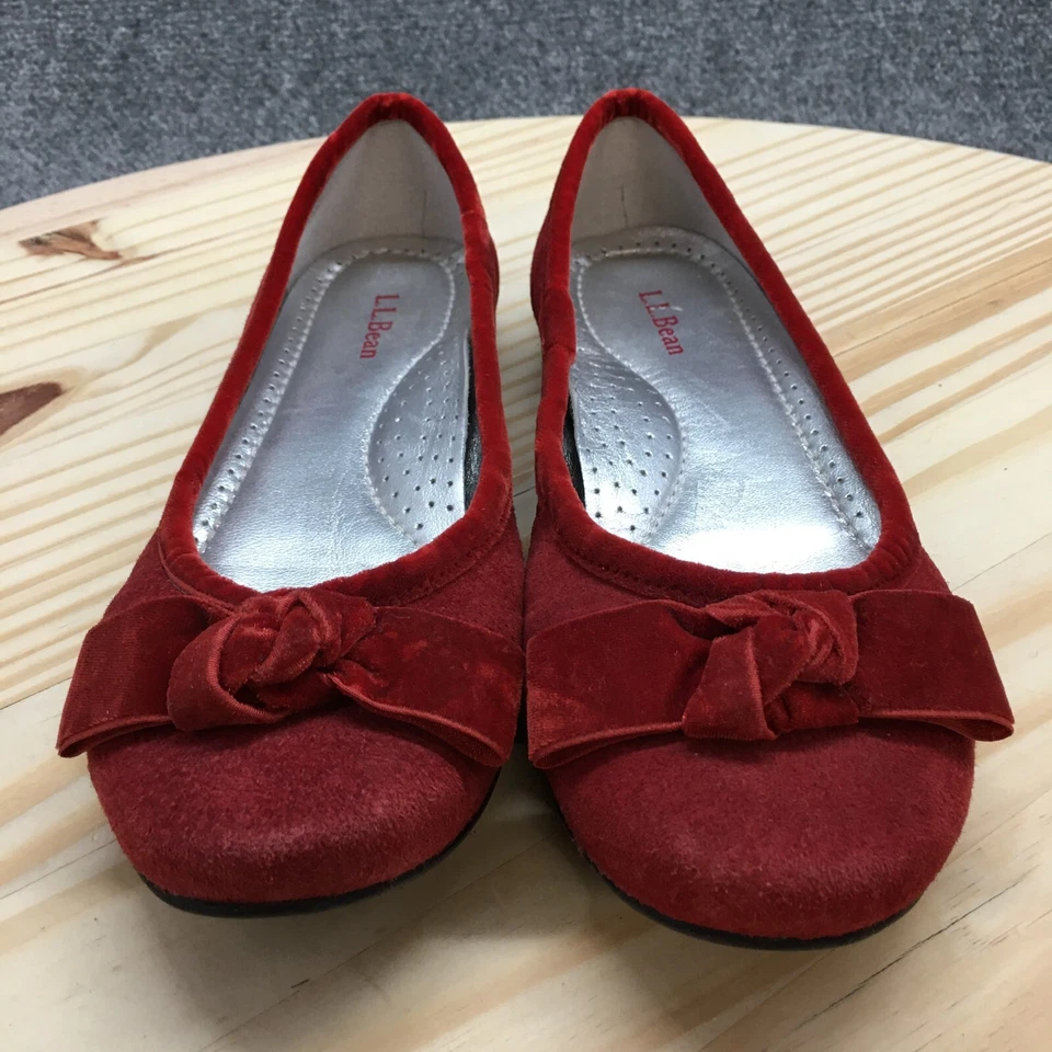 LL Bean Zapatos Mujer 7 M Informales Cómodos Sin Cordones Arco Ballet Pisos Rojo Terciopelo Foto 4 de 4