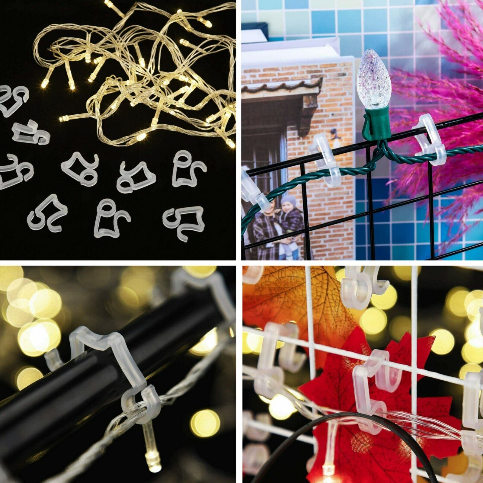 50100PCS Christmas Light Holder Gutter Clips Hanging Hooks Outdoor