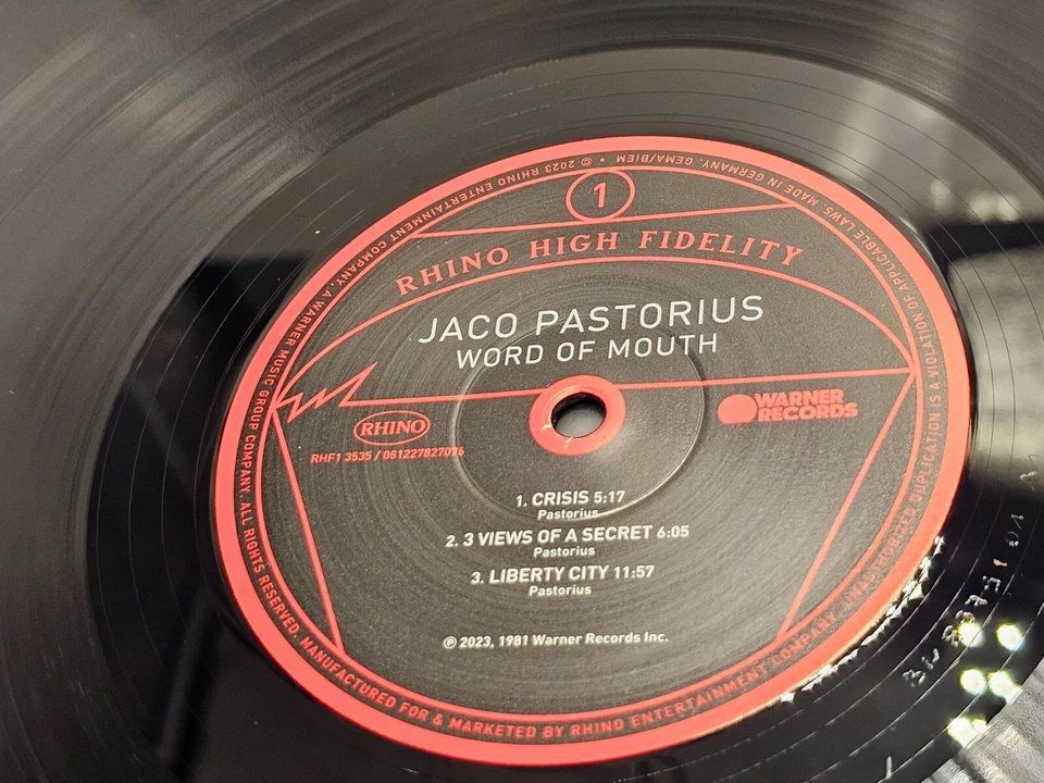 JACO PASTORIOS Word of Mouth Vinyl 180 Gram LP High Fidelity 1750/5000 - Image 3 of 4