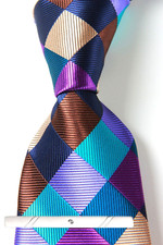 New Classic Checks Plaids Red Purple JACQUARD WOVEN 100 Silk Men's Necktie Tie