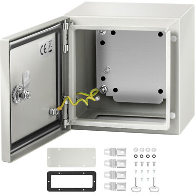 VEVOR SPT 8 x 8 x 6'' Carbon Steel Electrical Enclosure Box - Gray White