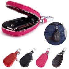 Genuine Leather Wallet Car Key Holder Case Keychain Bag Pouch Zip Organizer Bag