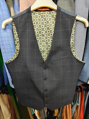 OneSix5ive Men's Navy Windowpane Check Single Breasted Slim