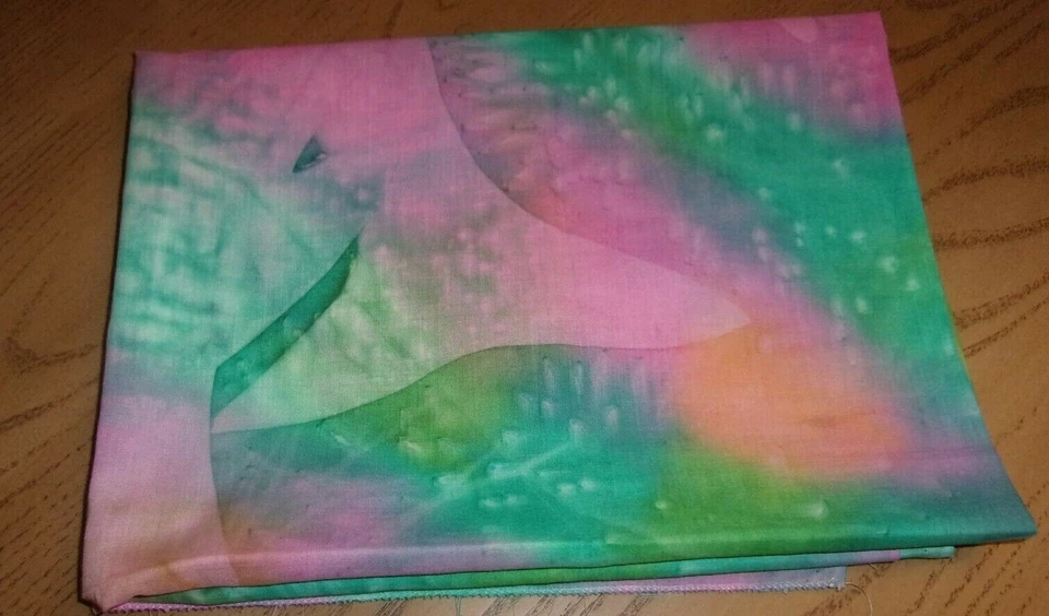 PC. OF OCEAN BATIK FABRIC WITH LARGE DOLPHIN DESIGN, 35 INCHES LONG X 44 IN WIDE - Image 2 of 2