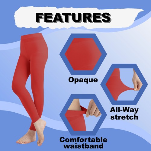 EMEM Apparel Women's Solid Colored Opaque Microfiber Footless Dance Tights - Picture 137 of 161