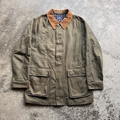 Brooks Brothers Cotton Jacket Mens Size Large Solid Green Corduroy