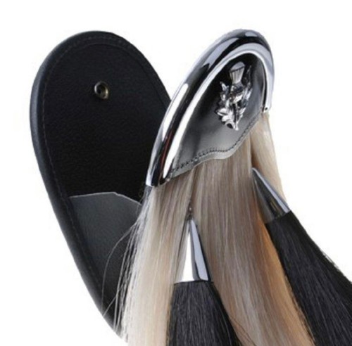 Scottish Kilt Long Horse Hair Sporran Chrome Finished Kilt Leather Sporrans - Picture 3 of 4