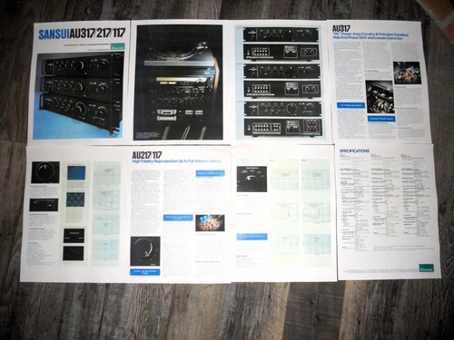 Sansui AU317, 217, 117 Brochure, 8 pg, 1976, Amplifier Specs, Info, Articles