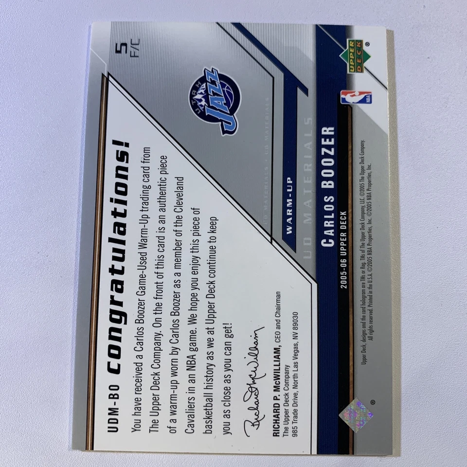 2005 Upper Deck Basketball UD Materials Carlos Boozer #UDM-BO - Image 2 of 2
