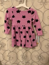 NUOVO Vestito Gatto Viola Cat & Jack Kitty Manica Lunga Con Bloomers Taglia 18 Mesi