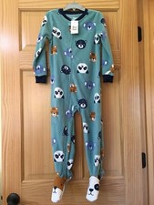 New Carter's 1 pc Animal Faces Fleece Pajama PJs Footie Sleeper Toddler Boy Blue