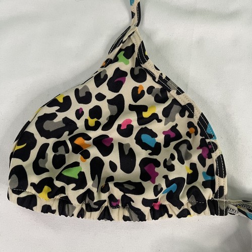 Victorias Secret Pink Size M Rainbow Cheetah Print Tie Bikini Top Y2K Lisa Frank - 第 3/6 張圖片