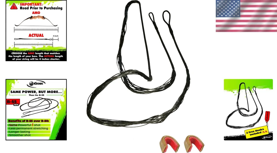 B-55 Dacron Bow String Replacement for Recurve & Longbow - 12-16 Strands, 44-... - Image 2 of 4