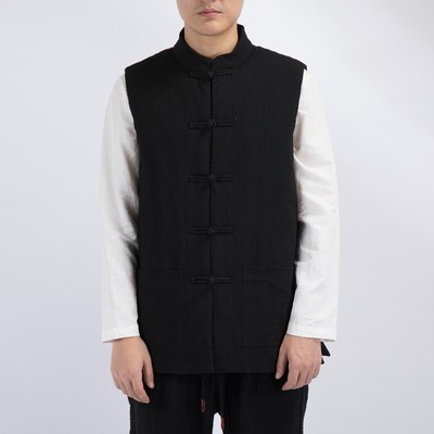 Hot Men's  Chinese Cotton Linen Vest Retro casual Tang Suit Party Waistcoat