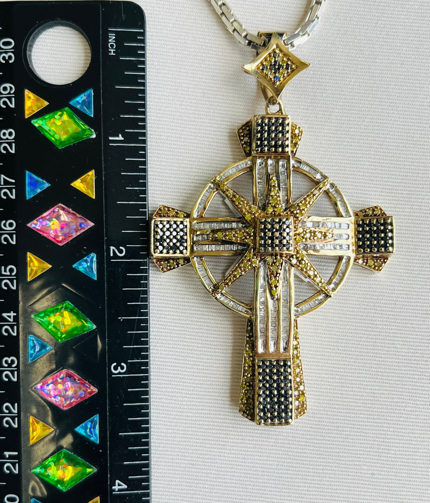 Large Diamond Cross Apx. 1.50ct. 10k yellow gold 32.5 grams