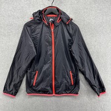 Slazenger Golf Windbreaker Womens Size Medium Gray Full Zip Hooded Stowable