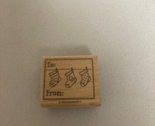 Stampin' Up - Rubber Stamp - Christmas Tag - To From - Christmas Stockings