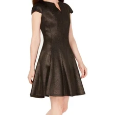 Julia Jordan Jacquard Split- Neck Fit & Flare Size 6