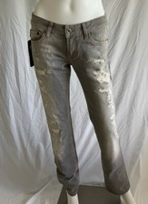  397 NWT Just Cavalli Women's Jeans Denim Straight Leg Gray Distressed Size 28