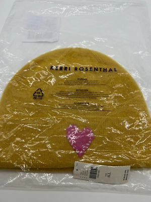 NEW Kerri Rosenthal Yellow Gold Pink Stitched Heart Cashmere  display picture 1