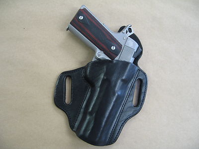 Nighthawk Custom 1911 5'' OWB Leather 2 Slot Molded Pancake Belt Holster BLACK RH