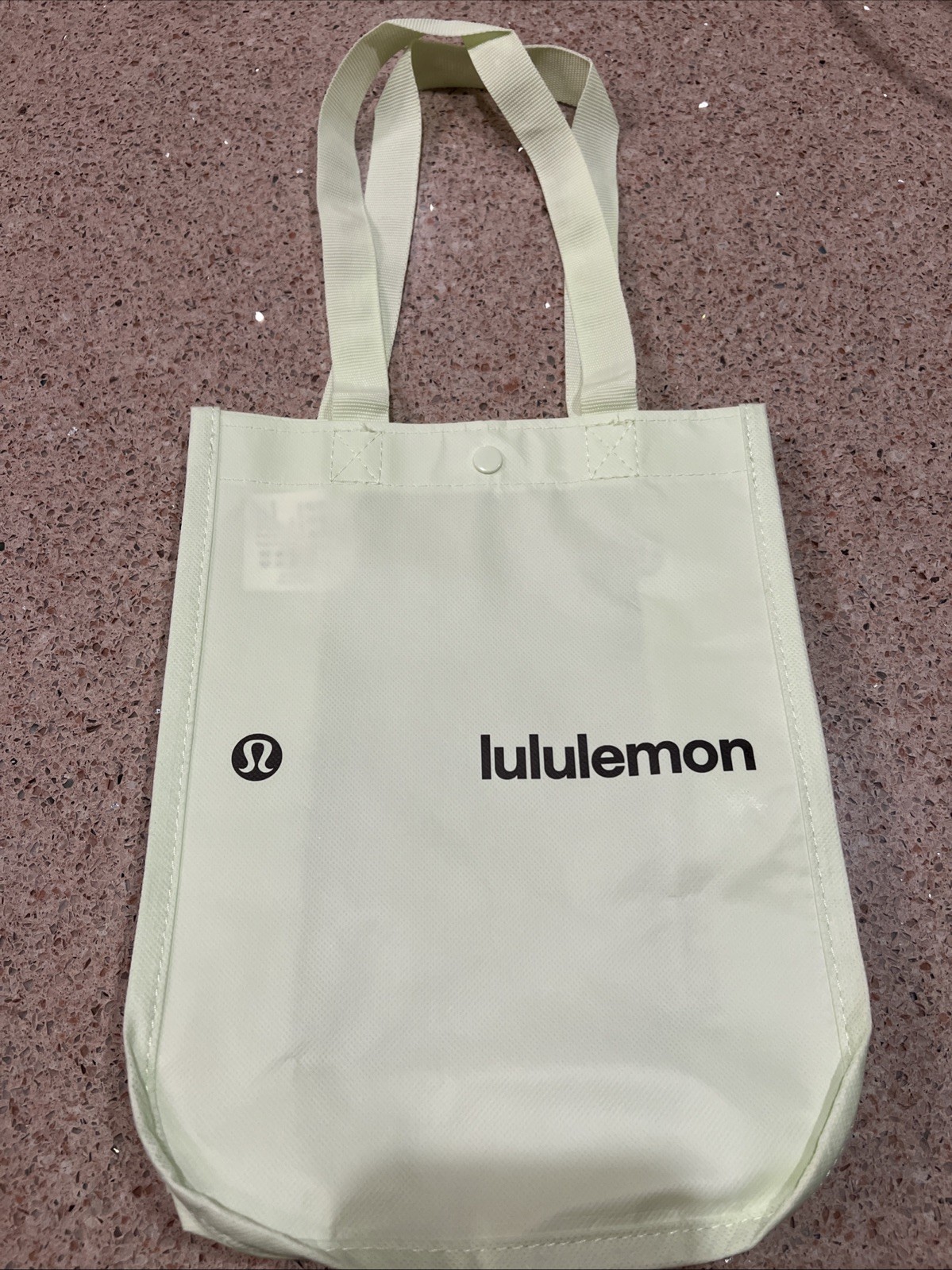 NEW TWO LULULEMON SMALL, SHOPPING TOTE, BAG, MINT GREEN & RED, REUSABLE image 2
