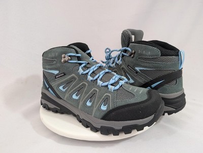 Burudani Waterproof Hiking Boots Size 9 Grey Light Blue Trail Shoes NIB