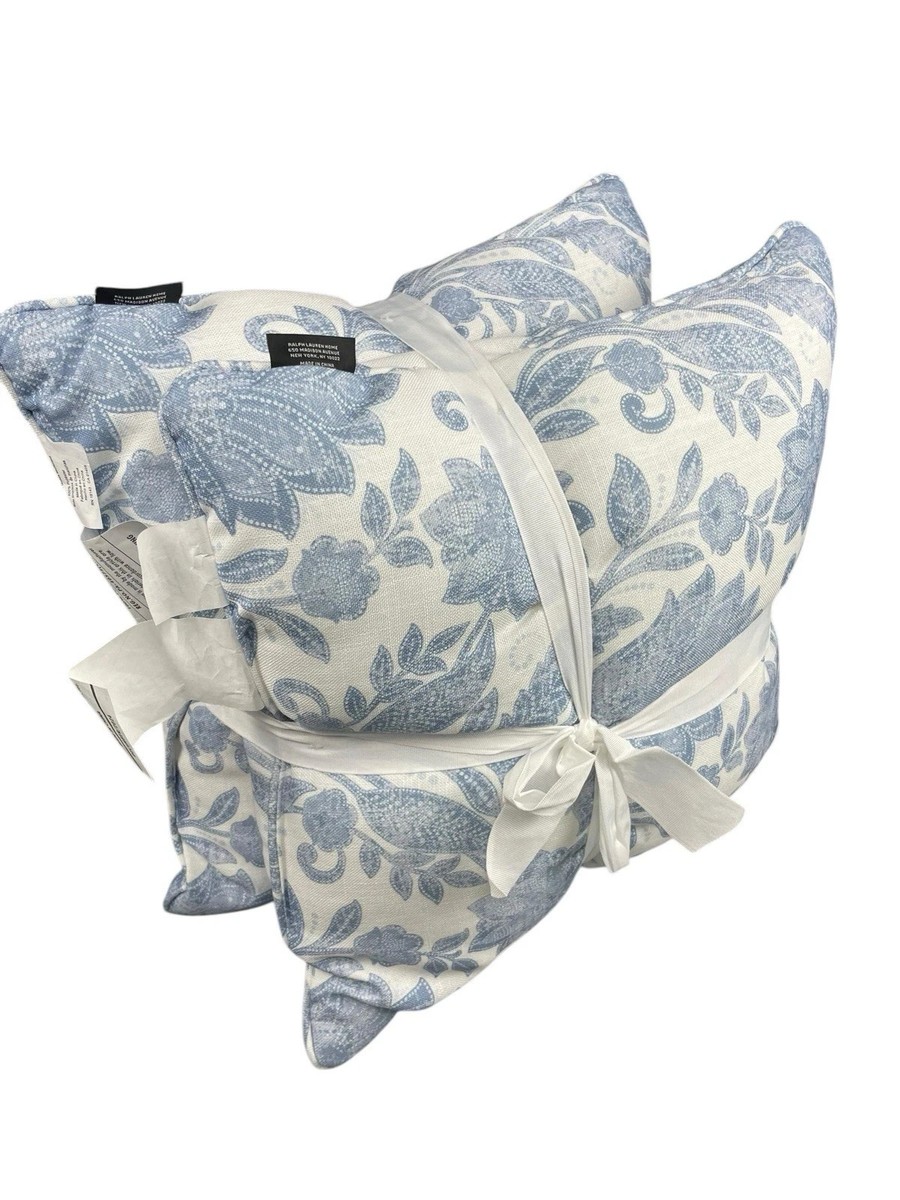 Ralph Lauren Decorative Pillows Set of 2 Blue White Floral Indoor