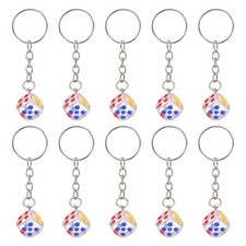 10Pcs Resin Lucky Dice Keychain Charm Keyrings with Pendants, Clear