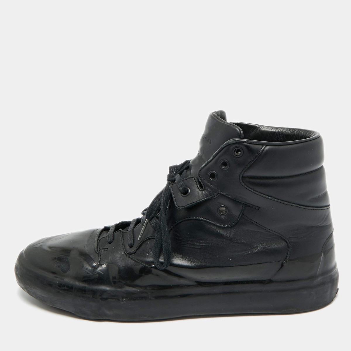 BALENCIAGA ブラック ハイカットスニーカー Balenciaga Size 45 Black Leather High Top Sneakers | eBay