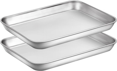 Baking Sheets Set of 2,  Cookie Sheets 2 Pieces Stainless Steel Baking Pans & To