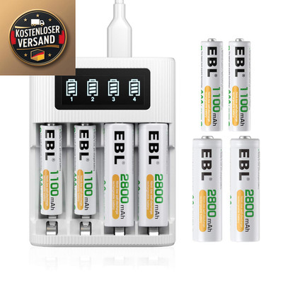 EBL Akkuladegerät 4 AA AAA NiMH LCD Display 500mA 280