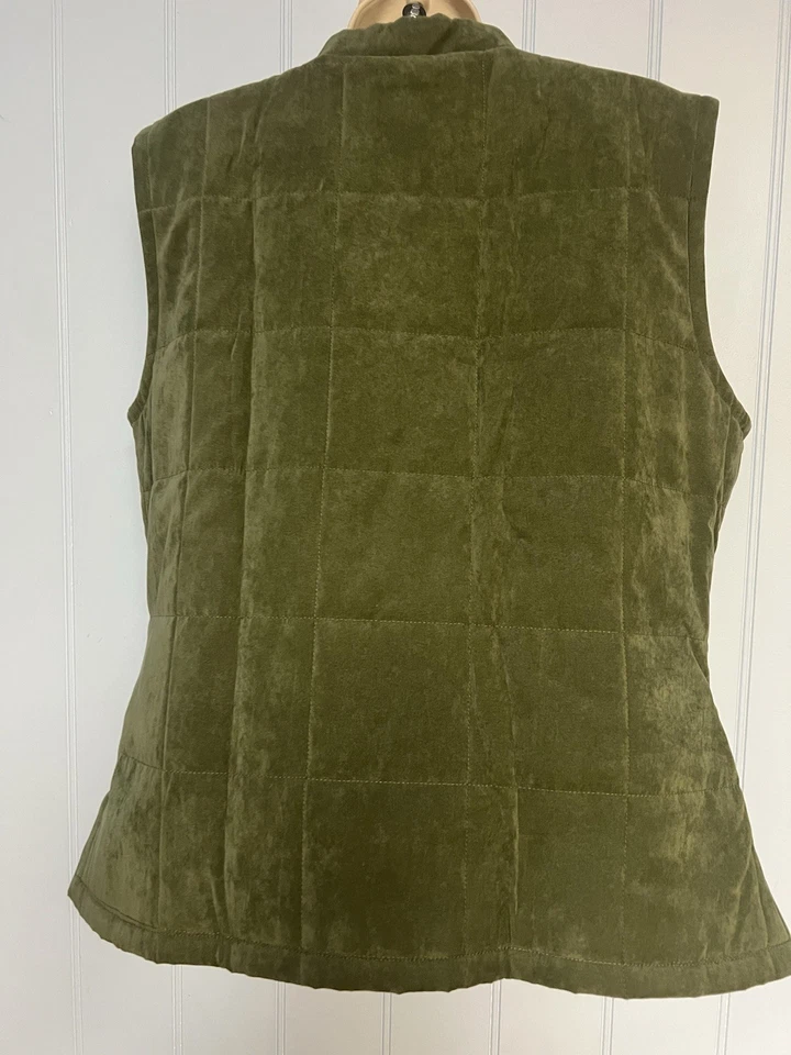 Peck & Peck Collection Sleeveless Green Suede Feel Button Closure Vest Size 14 - Image 4 of 4