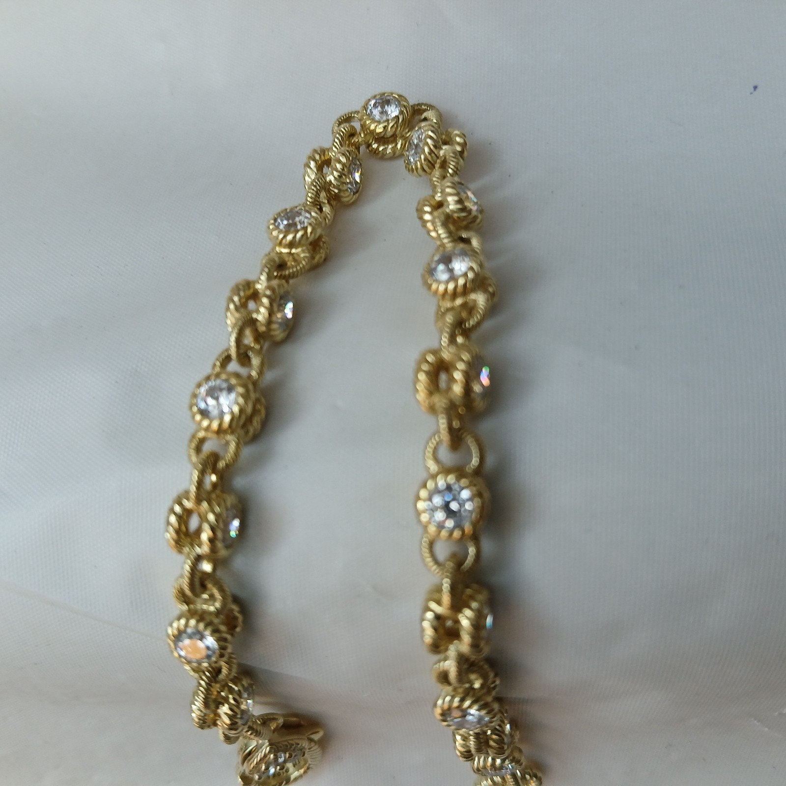 Judith Ripka Simulant Diamonds 14k Gold Clad Round Byzantine Tennis Bracelet 