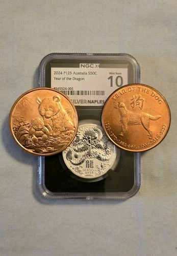 NGC MS 70 Australia Year of the Dragon Silver Coin Plus Copper