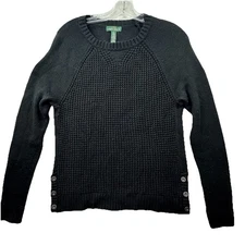 LRL Lauren Ralph Lauren Angora Rabbit Blend Waffle Knit Sweater SZ Small Preppy