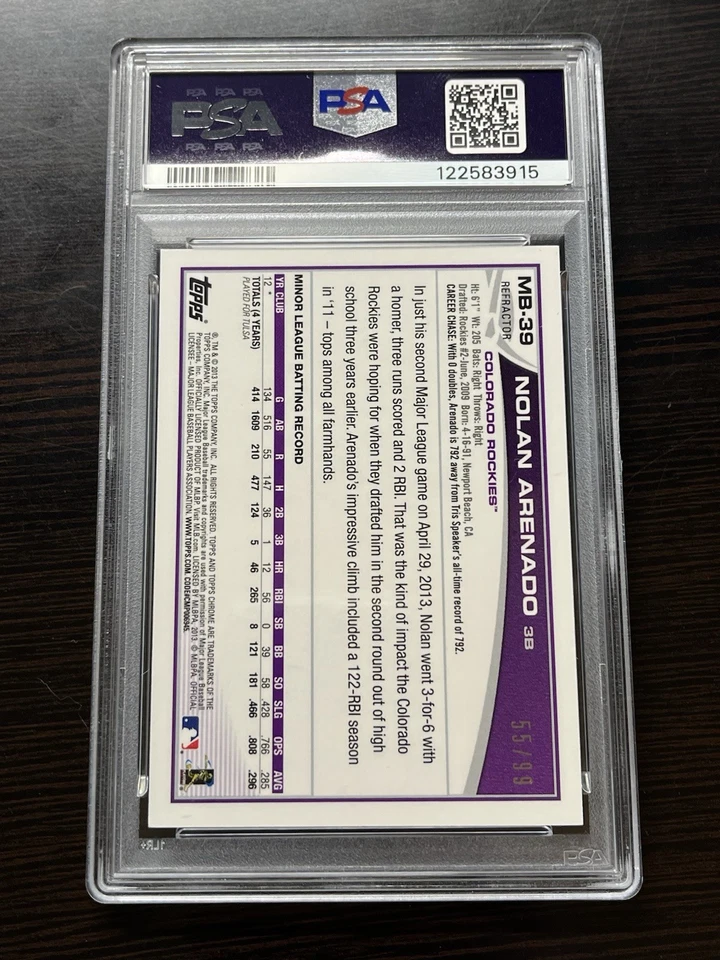 Nolan Arenado 2013 Topps Chrome Update Black Refractor /99 PSA 10 Rookie RC RARE - Image 2 of 3