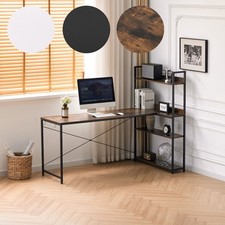 Corner Computer Desk Workstation Table with Shelf Home Office Laptop PC Study