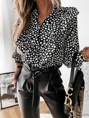 Women's Elegant Long Sleeve Blouse Casual Work Office Top S-3XL