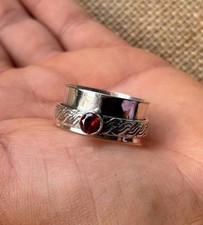Handmade Sterling Silver Garnet Ring: Stacking Spinner Band Ring All Size R 467