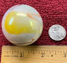 Toe Breaker 50mm 2" GELATO White Swirl Marbles glass Toebreaker HUGE