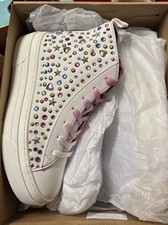 Steve Madden Jzeenaa White Mult Gemstone High Top Kids Sneaker Size 3