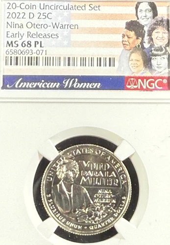 2022 D NINA OTERO-WARREN AMERICAN WOMEN QUARTER EARLY RELEASE NGC MS 68 PL