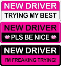 3Pcs Rose Red Student New Driver Car Magnetic Bumper Stickers Logo, Brightly Col