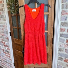 Everly Lace Dress Women M (small) Orange V-Neck Sleeveless Elastic Waist DR3947