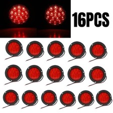 16x Red 16 Led 4inch Round Truck Trailer Tail Stop Turn Brake Light Waterproof