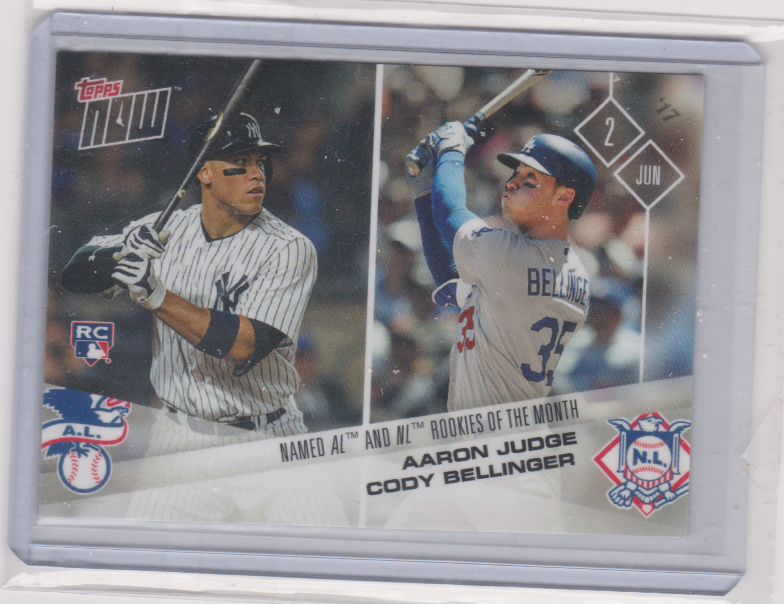 2017 Topps Now AARON JUDGE - CODY BELLINGER AL/NL Rookies of The Month #207