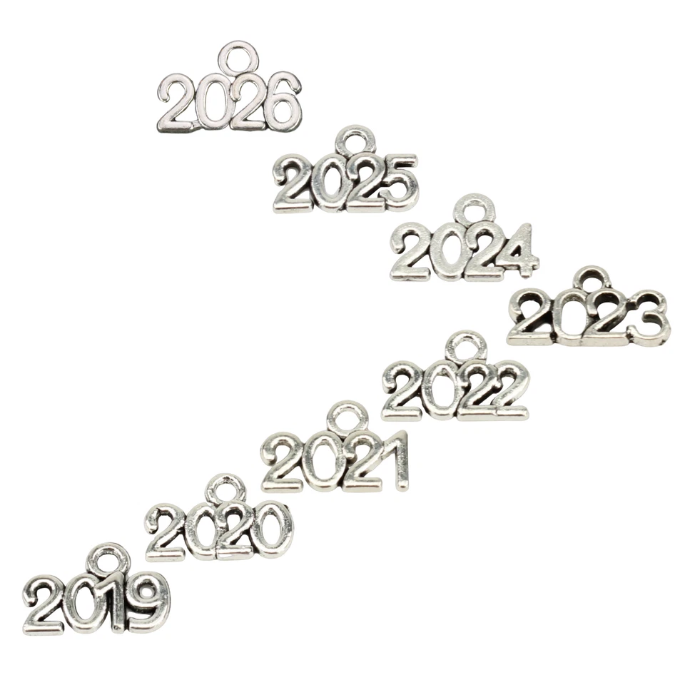 MARKENLOS 10x Colgantes Charms Año 2026 2025 2024 Año Nuevo Plata Finalización 2023 2022